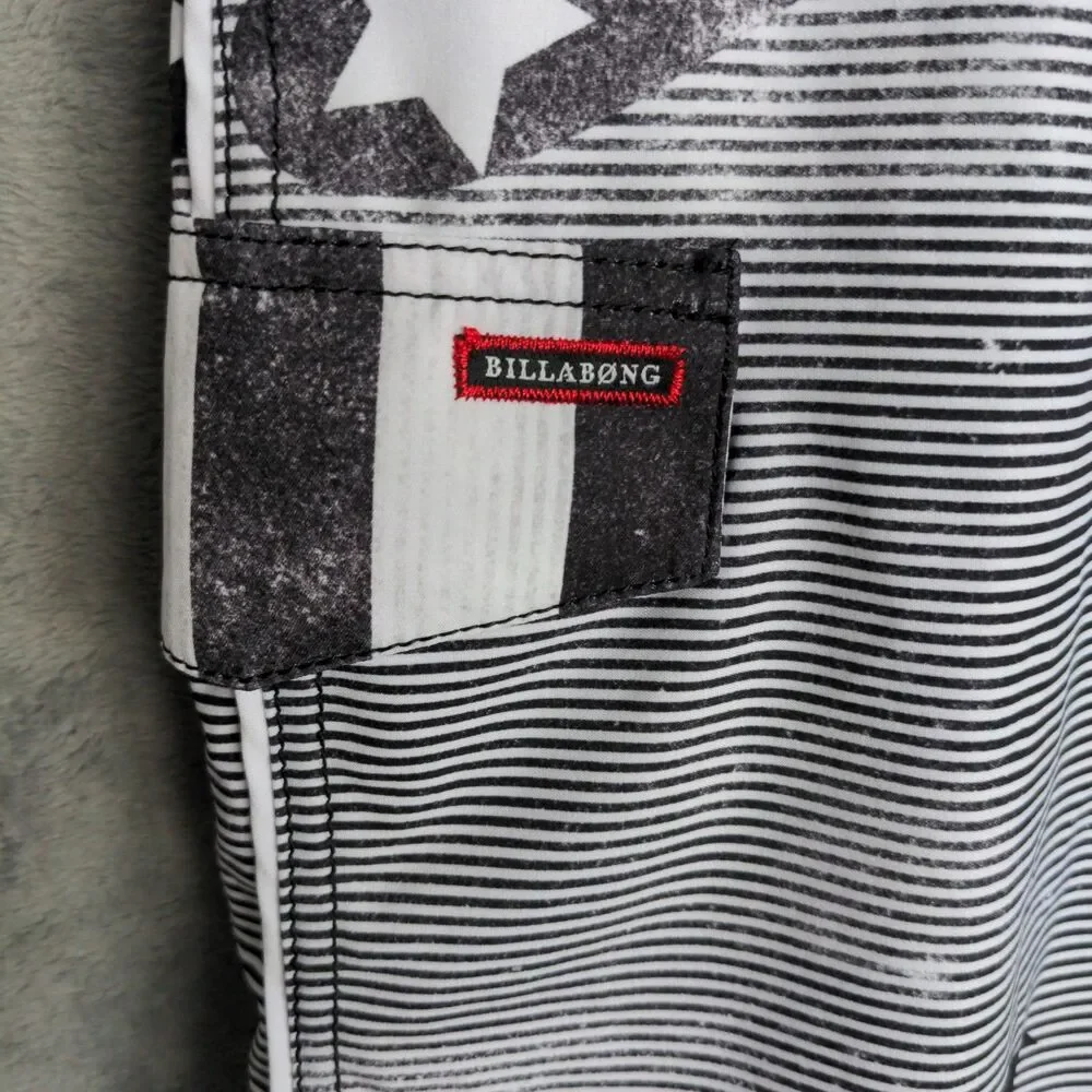 NWT Billabong Platinum PX3 Board Shorts Men's 33x11 Black Americana Swim Trunks